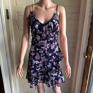 Miami size medium navy blue & purple pink floral beautiful layered summer